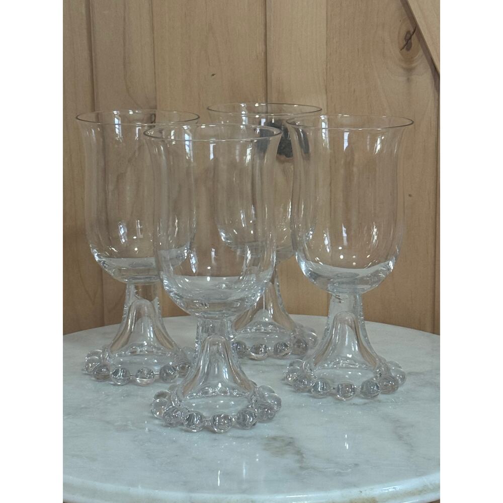 Vintage Imperial Glass Candlewick Water Wine Goblets - Set of 4